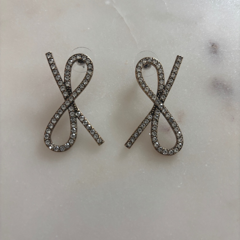 J.Crew Sparkle Bow Crystal Earrings
